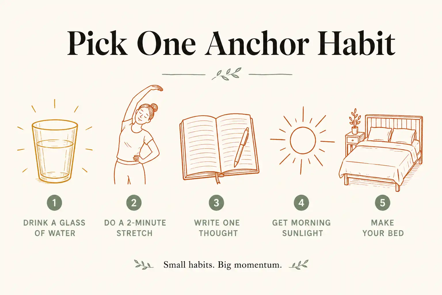 Five starter anchor habit ideas for building a simple morning routine