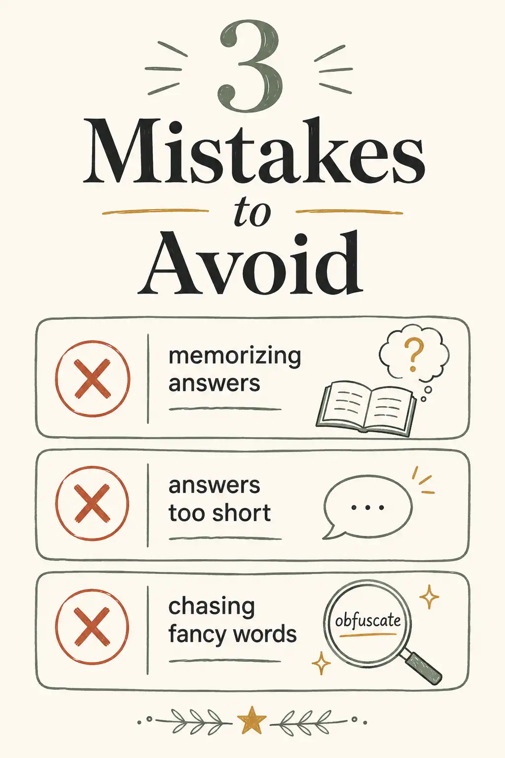 Infographic of three mistakes to avoid on the morning routine question in IELTS speaking.